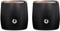 🥃 enhance your drinking experience with snowfox elegance collection insulated steel old fashioned/whiskey glasses, set of 2 - black/gold logo