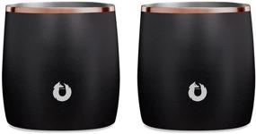 img 4 attached to 🥃 Enhance Your Drinking Experience with SNOWFOX Elegance Collection Insulated Steel Old Fashioned/Whiskey Glasses, Set of 2 - Black/Gold