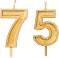 sparkling gold 2.76 inch 75th birthday candle set: number 75 cake topper for stunning birthday decorations logo