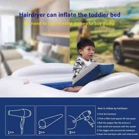 img 1 attached to 💤 Portable Inflatable Travel Toddler Bed - Navy Blue &amp; Grey