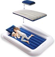 💤 portable inflatable travel toddler bed - navy blue &amp; grey logo