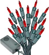 🎄 holiday essence red musical christmas lights - 25 classical holiday songs - 140 indoor 8 function chaser - green wire - 31.2 ft wire length, 2" space between bulbs логотип