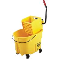🪣 rubbermaid commercial products' wavebrake - yellow, 35 quart, side-press wringer combo mop bucket on wheels for commercial and industrial use logo