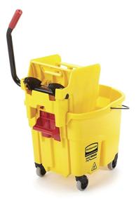 img 1 attached to 🪣 Rubbermaid Commercial Products' WaveBrake - Yellow, 35 Quart, Side-Press Wringer Combo Mop Bucket on Wheels for Commercial and Industrial Use