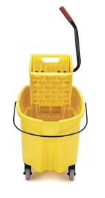 img 2 attached to 🪣 Rubbermaid Commercial Products' WaveBrake - Yellow, 35 Quart, Side-Press Wringer Combo Mop Bucket on Wheels for Commercial and Industrial Use