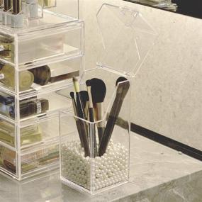 img 1 attached to 🧼 Dustproof Cosmetics Brush Storage: InnSweet Makeup Brush Holder Organizer with White Pearls