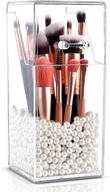 🧼 dustproof cosmetics brush storage: innsweet makeup brush holder organizer with white pearls logo