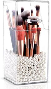 img 4 attached to 🧼 Dustproof Cosmetics Brush Storage: InnSweet Makeup Brush Holder Organizer with White Pearls