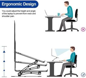 img 2 attached to 🖥️ Регулируемая эргономичная алюминиевая подставка для ноутбука - совместима с различными моделями.