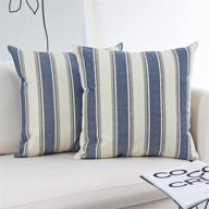jojusis blue farmhouse stripe pillow covers - pack of 2, 20 x 20 inch pillowcases logo
