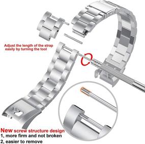 img 2 attached to BaiHui Vivosmart HR Replacement Bands - Stainless Steel Metal Link Straps (Silver)