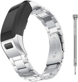 img 4 attached to BaiHui Vivosmart HR Replacement Bands - Stainless Steel Metal Link Straps (Silver)