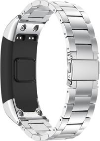 img 3 attached to BaiHui Vivosmart HR Replacement Bands - Stainless Steel Metal Link Straps (Silver)