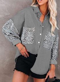 img 2 attached to Sidefeel Sleeve Colorblock Contrast Leopard Women's Clothing