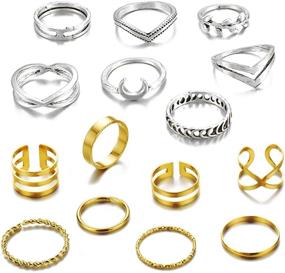 img 4 attached to 💍 Stylish MOROTOLE 15Pcs Simple Knuckle Midi Ring Set: Vintage Gold/Silver Stackable Rings for Women/Girls Finger Joint Knuckle Ring Set Jewelry