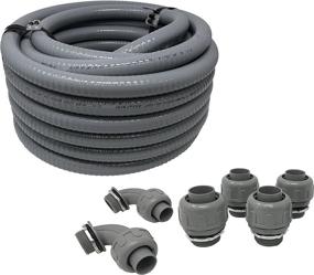 img 1 attached to 🔌 Sealproof 1-Inch 25 ft Non-metallic Liquid-Tight Conduit and Connector Kit - Flexible Electrical Conduit Type B with 4 Straight and 2 90-Degree Fittings