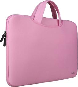 img 4 attached to Naukay Laptop Case Bag - Slim & Durable Briefcase Handle Bag for 15-15.6 Inch MacBook Pro & Ultrabook Notebook Computers - Pink