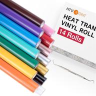 🎨 htvront htv heat transfer vinyl bundle - 14 pack 12&#34; x 3ft htv vinyl roll, iron on vinyl for cricut easy cut and weeding - 14 assorted colors logo