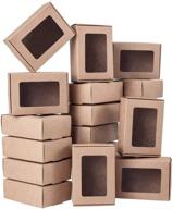🎁 benecreat 30 наборов прямоугольных крафтовых коробок с прозрачными окнами для угощений, выпечки и упаковки ювелирных изделий – 3,3х2,3х1,1 дюйма, коричневого цвета. логотип