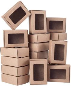 img 4 attached to 🎁 BENECREAT 30 наборов прямоугольных крафтовых коробок с прозрачными окнами для угощений, выпечки и упаковки ювелирных изделий – 3,3х2,3х1,1 дюйма, коричневого цвета.