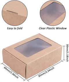 img 3 attached to 🎁 BENECREAT 30 наборов прямоугольных крафтовых коробок с прозрачными окнами для угощений, выпечки и упаковки ювелирных изделий – 3,3х2,3х1,1 дюйма, коричневого цвета.