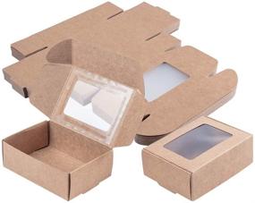img 1 attached to 🎁 BENECREAT 30 наборов прямоугольных крафтовых коробок с прозрачными окнами для угощений, выпечки и упаковки ювелирных изделий – 3,3х2,3х1,1 дюйма, коричневого цвета.