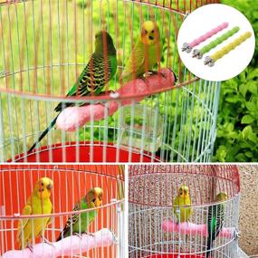 img 3 attached to kathson Bird Perch Parrot Stand Cage Accessories - Natural Wooden Stick Paw Grinding Rough-surfaced Chew Toy for Cockatiels, Cockatoo, Lorikeet, Conure, Parakeet - 3 Pack (Random Color)