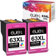 🖨️ ejet remanufactured 63xl ink cartridge- compatible replacement for hp 63 63xl- for officejet 3830, envy 4520, 4512, officejet 4650, 5255, deskjet 1112, 3634, 3632 printers- 2 tri-color pack logo