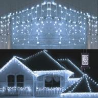 🎄 toodour led icicle lights: 360 leds, 29.5ft, 8 modes - perfect christmas window curtain fairy lights with 60 drops - pure white twinkle lights for party, holiday and wedding décor логотип