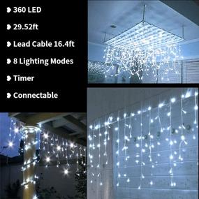 img 3 attached to 🎄 Toodour LED Icicle Lights: 360 LEDs, 29.5ft, 8 Modes - Perfect Christmas Window Curtain Fairy Lights with 60 Drops - Pure White Twinkle Lights for Party, Holiday and Wedding Décor