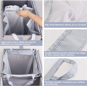 img 2 attached to 🧺 2 Pack Mesh Laundry Bag with Handles, Removable Liners for Laundry Hamper, Reusable Inner Netting Lining, Dirty Clothes Storage Bags for Dorm, Bathroom, Camp