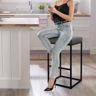 🪑 maison arts backless bar stool 30 inches - modern upholstered barstool for kitchen counter, industrial style saddle chair with 330 lbs capacity, ideal for island stool or countertop seating, 1 stool (grey) logo