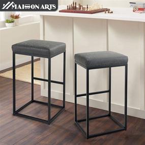 img 2 attached to 🪑 Maison Arts Backless Bar Stool 30 Inches - Modern Upholstered Barstool for Kitchen Counter, Industrial Style Saddle Chair with 330 LBS Capacity, Ideal for Island Stool or Countertop Seating, 1 Stool (Grey)