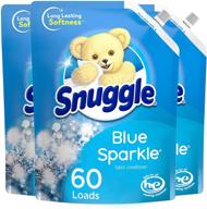 💙 snuggle liquid fabric softener easy-pouch, blue sparkle: long-lasting freshness for 180 loads in a pack of 3 (48 fl oz each) logo