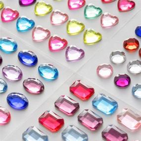 img 1 attached to 🌈 Наклейки с разноцветными стразами ZEAVOLA Bling Craft Jewels Crystal Gem – различные размеры (250 штук), самоклеющиеся