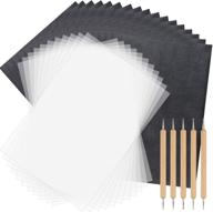 📝 multipurpose tuparka carbon copying and tracing paper bundle with 5 embossing stylus tools - ideal for wood, fabric, and tattoo stencil copying logo