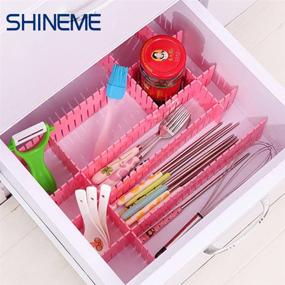 img 2 attached to ShineMe Drawer Dividers 8Pcs Adjustable Plastic Divider Household Storage Thickening Sub-Grid Finishing Shelves For Home Tidy Closet Stationary Makeup Socks Underwear Scarves Organizer (Pink)