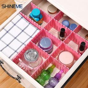 img 3 attached to ShineMe Drawer Dividers 8Pcs Adjustable Plastic Divider Household Storage Thickening Sub-Grid Finishing Shelves For Home Tidy Closet Stationary Makeup Socks Underwear Scarves Organizer (Pink)