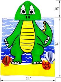 img 2 attached to 🦖 YIFONTIN Kids Hooded Towel: Dinosaur Poncho Velour Terry Towels for Beach, Bath, or Swim Cover Up – Green, 24x48 inches