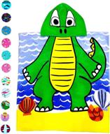 🦖 yifontin kids hooded towel: dinosaur poncho velour terry towels for beach, bath, or swim cover up – green, 24x48 inches logo