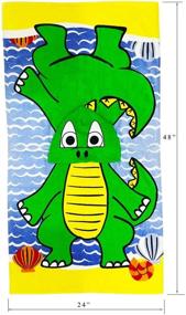 img 3 attached to 🦖 YIFONTIN Kids Hooded Towel: Dinosaur Poncho Velour Terry Towels for Beach, Bath, or Swim Cover Up – Green, 24x48 inches