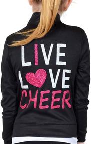 img 3 attached to 👯 Glitter Girl's Gymnastics, Dance & Cheer Jacket - Mock Neck or Hooded, Sizes 4-12