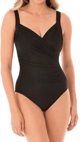 img 3 attached to Flaunt Your Figure with Miraclesuit Women's Sanibel Tummy Control Underwire Bra Swimsuit – Full Coverage Confidence!