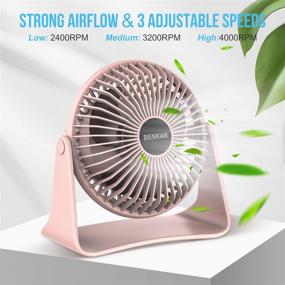 img 2 attached to 🌬️ BESKAR 10000mAh Rechargeable Battery Operated Small Table Fan: A 2020 New 6-Inch Personal Quiet Fan with 36Hrs Long Working Time, 3 Speeds & Strong Airflow - Ideal Mini USB Desk Fan for Office, Bedroom, and Home