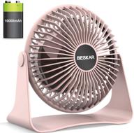 🌬️ beskar 10000mah rechargeable battery operated small table fan: a 2020 new 6-inch personal quiet fan with 36hrs long working time, 3 speeds & strong airflow - ideal mini usb desk fan for office, bedroom, and home logo