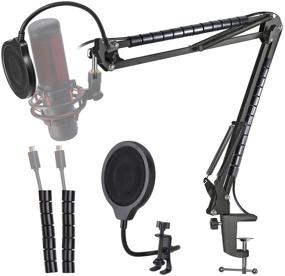 img 4 attached to 🎙️ Улучшите качество звука с помощью стойки HyperX Quadcast Mic Stand и гусеничной плечевой микрофонной подвески от YOUSHARES: в комплект входят 2 стяжки для организации кабелей.