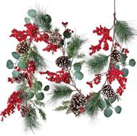 🎄 6 ft red berry christmas garland: festive winter greenery for mantel, fireplace, table runner - dearhouse holiday season centerpiece decor logo