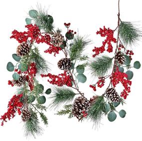 img 4 attached to 🎄 6 FT Red Berry Christmas Garland: Festive Winter Greenery for Mantel, Fireplace, Table Runner - DearHouse Holiday Season Centerpiece Decor