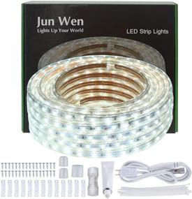 img 4 attached to 💡 Waterproof Outdoor Indoor LED Strip Lights - JUNWEN Flexible 110V Daylight White 720LEDS 40ft/12m Rope Lights with Plugin SMD2835 for Garden Patio Yard Deck Garage Fence Pool
