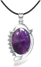 img 4 attached to Natural Amethyst Healing Crystal Necklace